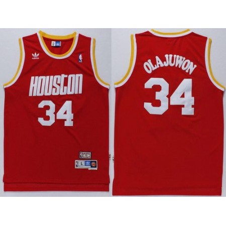 Rockets #34 Hakeem Olajuwon Red Throwback Stitched NBA Jersey