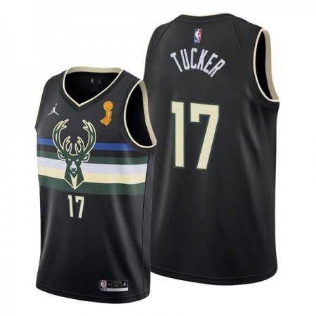 Men's Milwaukee Bucks #17 P.J. Tucker 2021 Black Finals Champions Stitched Basketball Jersey