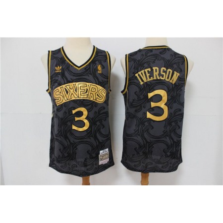 Men's Philadelphia 76ers #3 Allen Iverson Black Stitched NBA Jersey