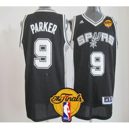 Revolution 30 Spurs #9 Tony Parker Black Finals Patch Stitched NBA Jersey