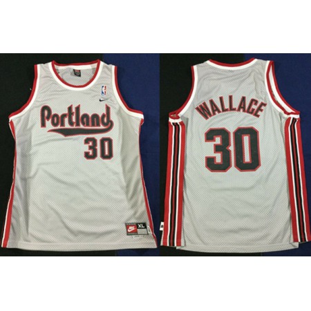 Men's Portland Trail Blazers #30 Rasheed Wallace Gray Stitched Basketball Jersey