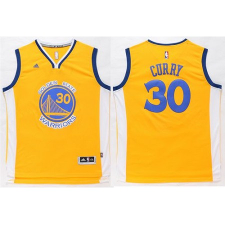 Warriors #30 Stephen Curry Gold Stitched NBA Jersey