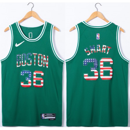 Men's Boston Celtics #36 Marcus Smart USA Flag Green Stitched Jersey