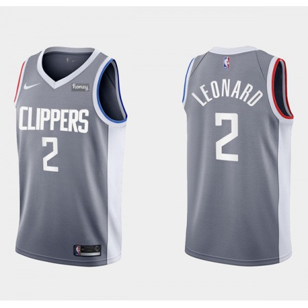 Men's Los Angeles Clippers #2 Kawhi Leonard Grey and White Stitched NBA Jersey