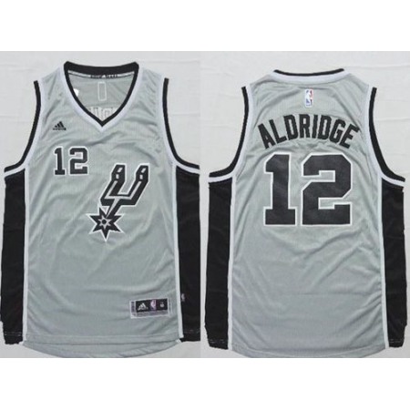 Spurs #12 LaMarcus Aldridge Grey Alternate Stitched NBA Jersey