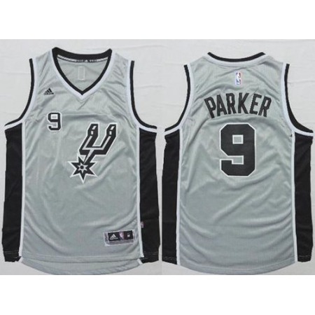 Spurs #9 Tony Parker Grey Alternate Stitched NBA Jersey