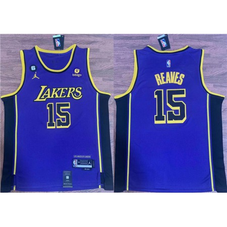 Men's Los Angeles Lakers #15 Austin Reaves Purple With NO.6 Patch Stitched Basketball Jersey