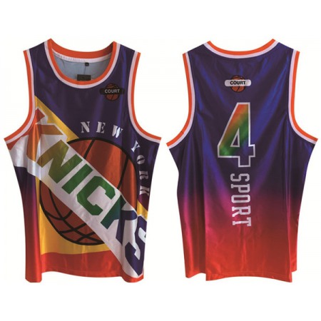 Men's New Yok Knicks #4 Derrick Rose Purple Print Basketball Jersey