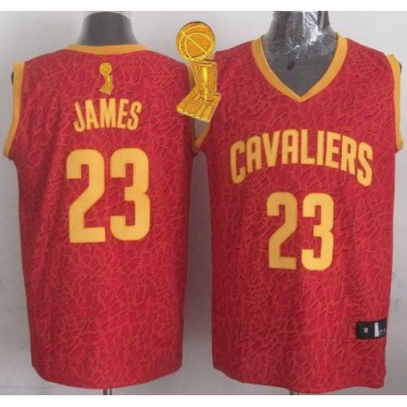 Cavaliers #23 LeBron James Red Crazy Light The Champions Patch Stitched NBA Jersey