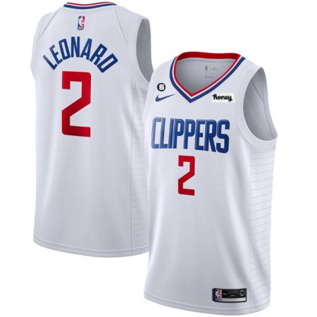 Men's Los Angeles Clippers #2 Kawhi Leonard White With NO.6 Patch Stitched Jersey