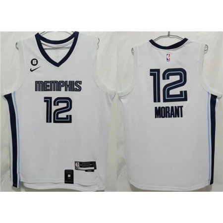 Men's Memphis Grizzlies #12 Ja Morant White With NO.6 Patch Stitched Jersey