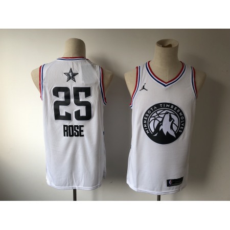 Men's Minnesota Timberwolves #25 Derrick Rose White 2019 NBA All Star Stitched NBA Jersey