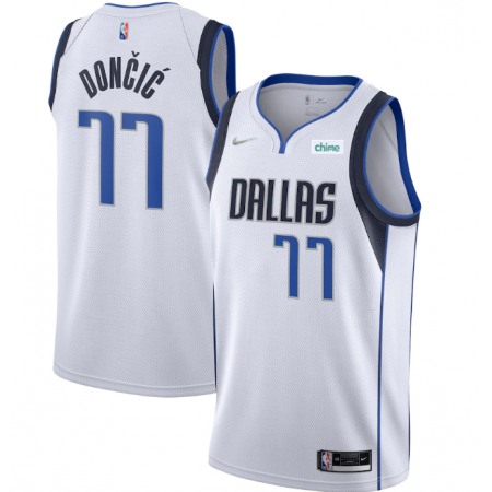 Men's Dallas Mavericks #77 Luka Doncic 75th Anniversary White Stitched Basketball Jersey