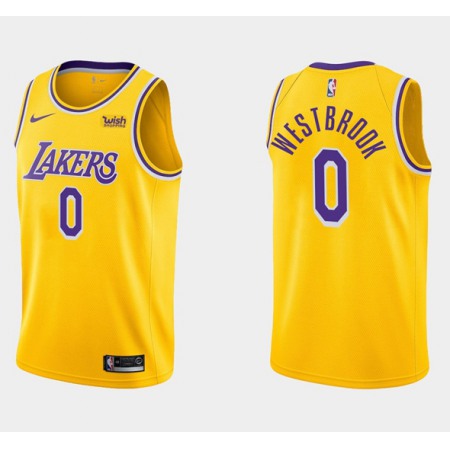 Men's Los Angeles Lakers #0 Russell Westbrook Yellow Stitched Basketball Jersey