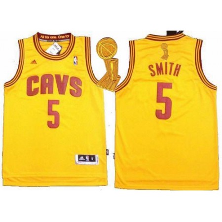 Revolution 30 Cavaliers #5 J.R. Smith Yellow The Champions Patch Stitched NBA Jersey