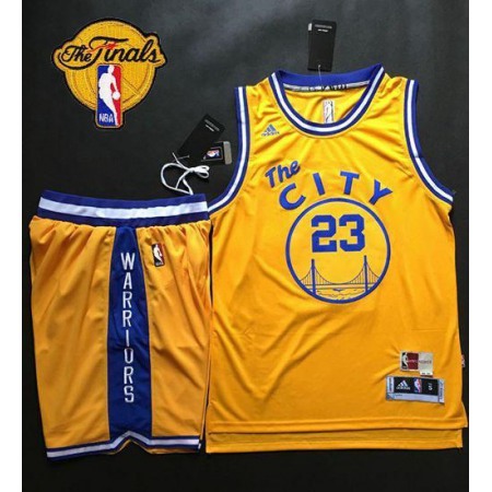 Warriors #23 Draymond Green Gold Throwback The City A Set The Finals Patch Stitched NBA Jersey