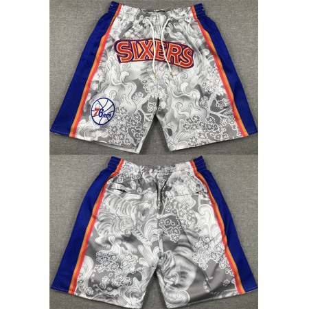 Men's Philadelphia 76ers Grey/Blue Shorts (Run Small)