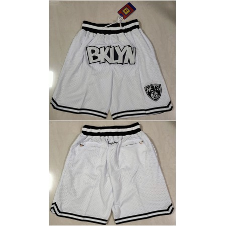 Men's Brooklyn Nets White Shorts (Run Small)