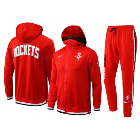 Men's Houston Rockets 75th Anniversary Red Performance Showtime Full-Zip Hoodie Jacket And Pants Suit