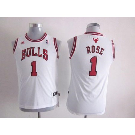 Bulls #1 Derrick Rose White Stitched Youth NBA Jersey