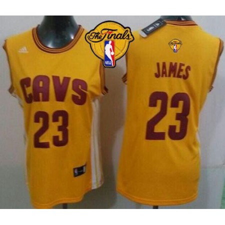 Cavaliers #23 LeBron James Gold The Finals Patch Women's Alternate Stitched NBA Jersey