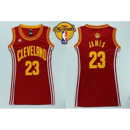 Cavaliers #23 LeBron James Red The Finals Patch Women's Dress Stitched NBA Jersey