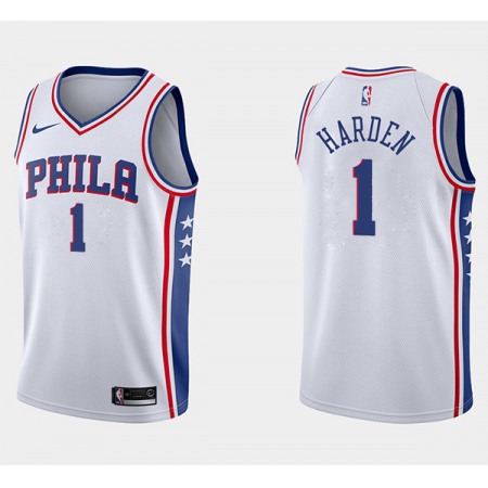 Youth Philadelphia 76ers #1 James Harden White Association Edition Swingman Stitched Jersey