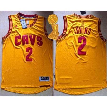 Revolution 30 Cavaliers #2 Kyrie Irving Gold The Champions Patch Stitched Youth NBA Jersey