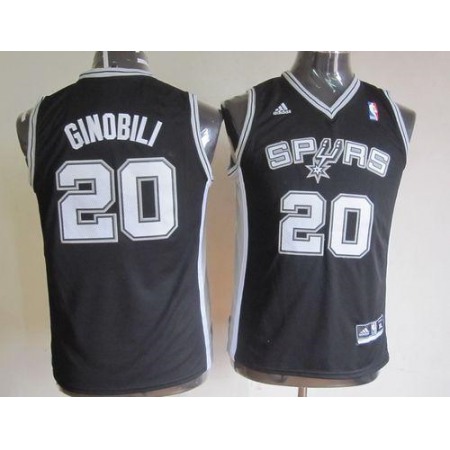 Spurs #20 Manu Ginobili Black Youth Stitched NBA Jersey