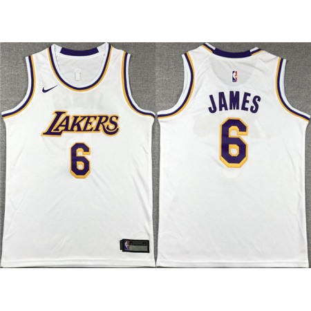 Youth Los Angeles Lakers #6 LeBron James White Stitched Basketball Jersey