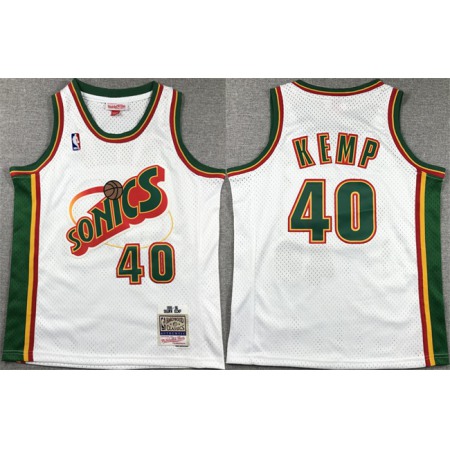 Youth Oklahoma City Thunder #40 Shawn Kemp White Stitched Basketball Jersey