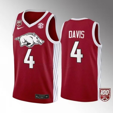 Men's Arkansas Razorbacks ACTIVE PLAYER Custom Red 2022-23 100 Season College Stitched Basketball Jersey