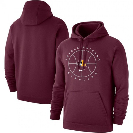 Men's Loyola Chicago Ramblers Wine Basketball Icon Club Fleece Pullover Hoodie