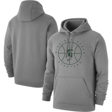 Men's Michigan State Spartans Grey Basketball Icon Club Fleece Pullover Hoodie