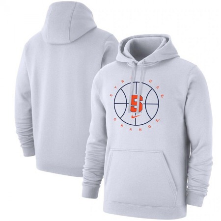 Men's Syracuse Orange White Basketball Icon Club Fleece Pullover Hoodie