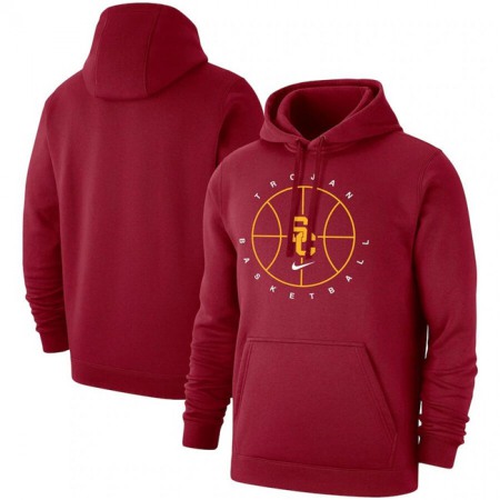 Men's USC Trojans Red Basketball Icon Club Fleece Pullover Hoodie