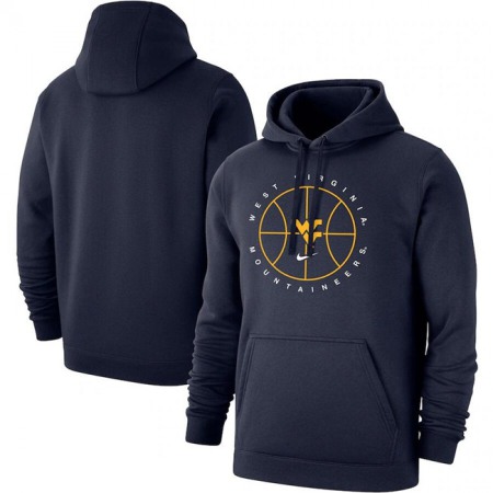 Men's West Virginia Mountaineers Navy Basketball Icon Club Fleece Pullover Hoodie