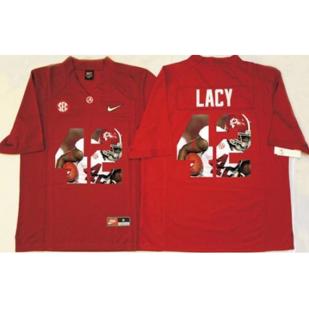 Crimson Tide #42 Eddie Lacy Red Player Fashion Stitched NCAA Jersey