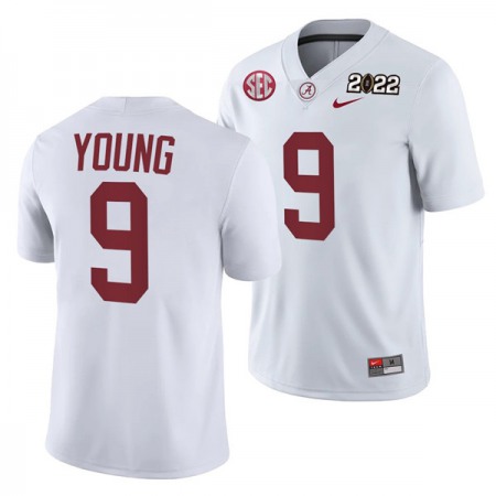 Men's Alabama Crimson Tide #9 Bryce Young 2022 Patch White College Football Stitched Jersey