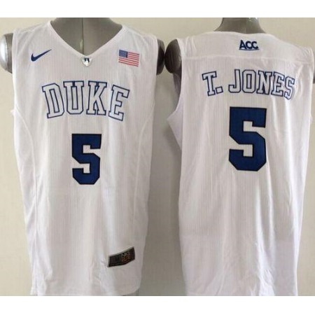 Blue Devils #5 Tyus Jones White Basketball Elite Stitched NCAA Jersey