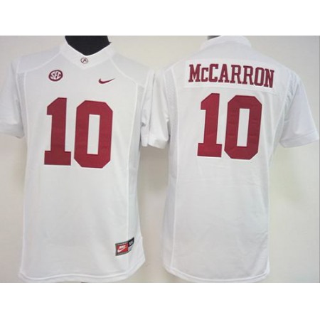 Crimson Tide #10 AJ McCarron White Women's Stitched NCAA Jersey