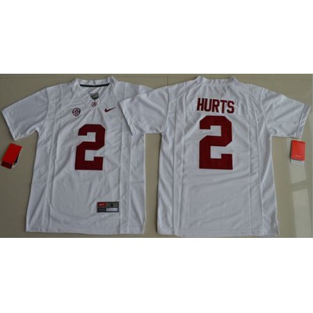 Crimson Tide #2 Jalen Hurts White Limited Stitched Youth NCAA Jersey