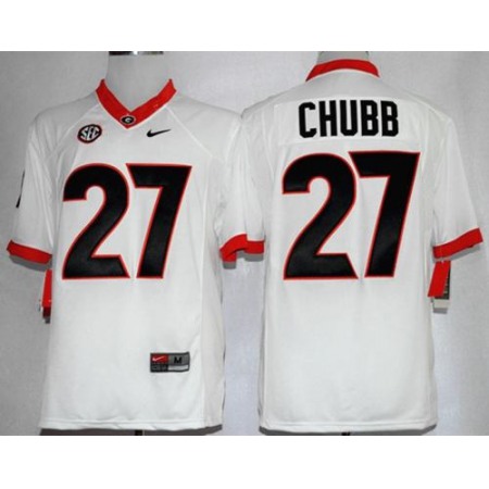 Bulldogs #27 Nick Chubb White Limited Stitched NCAA Jersey