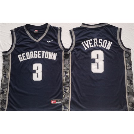 Men's Georgetown Hoyas #3 Allen Iverson Navy Stitched Jersey