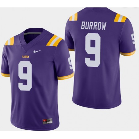 Men's LSU Tigers #9 Joe Burrow Purple Stitched NCAA Jersey