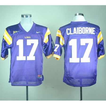 LSU Tigers #17 Morris Claiborne Purple Stitched NCAA Jersey