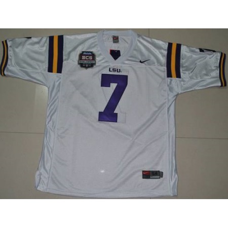 LSU Tigers #7 Tyrann Mathieu White 2012 BCS Championship Patch Stitched NCAA Jersey