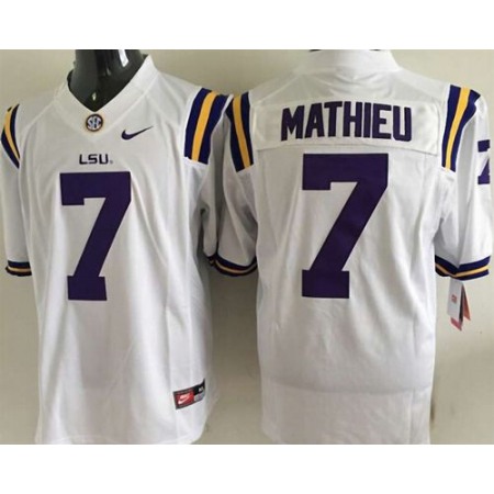 LSU Tigers #7 Tyrann Mathieu White Stitched NCAA Jersey