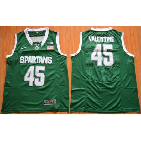 Spartans #45 Denzel Valentine Green Authentic Basketball Stitched NCAA Jersey