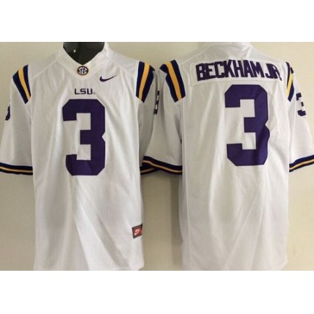 Tigers #3 Odell Beckham Jr White Limited Stitched Youth NCAA Jersey